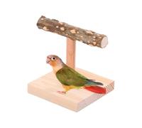 Posadero para Loros De Madera Natural - Soporte En Forma De T para Ninfas, Guacamayos Periquitos | Soporte De Mesa para Ejercicio Corte De Uñas Natural | Tamaños S L para Aves De Diferentes Tama