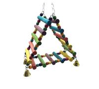 Posadero para Loros Hamaca Colgante de Madera con Forma arcoíris for Loros, Escalera Entrenamiento cascabeles, Juguetes for jaulas pájaros, Accesorios for Mascotas for Grandes y pequeños(Color 1)