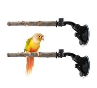 Posadero para Pájaros - 2 Piezas Juguete De Madera Y Soporte Entrenamiento,Soporte De Posadero De Viaje con,para Ventana Balcón Patio Porche Árbol Pared Ducha Espejo