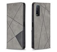 Posanter Funda para Vivo Y20s/ Vivo Y20/ Vivo Y11s, PU Cuero Flip Carcasa Fundas Móvil de Tapa Libro con Magnético, Capa Plegable Cartera Flip Cover Case, Tipo Étui Piel Protección (Gris)