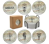 Posavasos absorbentes de Lord Rings para Bebidas, Posavasos LOTR para decoración del hogar, Juego de 6 Posavasos de Piedra y Corcho con Soporte para Mesa de café, Regalo de mercancía de televisión