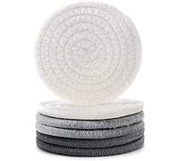 Posavasos absorbentes hechos a mano trenzados, súper absorbentes, resistentes al calor, para cafetería, cocina, restaurante (gris oscuro, gris claro, beige, 6)