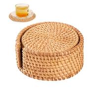 Posavasos bohemios, 6 piezas de ratán natural resistente al calor, portavasos tejidos, para inauguración de la casa, vacaciones, café, té, comedor, sala de estar
