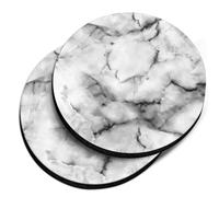 Posavasos CARIBOU con dise o de m rmol blanco y gris, absorbentes, de tela redonda de fieltro, de neopreno, para bebidas, juego de 2 piezas