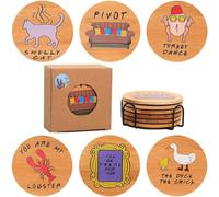 Posavasos con soporte, 6 piezas de bambú para protección de mesa, regalos de programas de televisión para amigos, regalos de inauguración de la casa para amigos