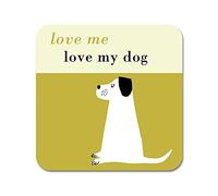Posavasos con texto en inglés"Love Me Love My Dog Coaster - eucalipto sostenible. Fabricado en Inglaterra. verde olive dog
