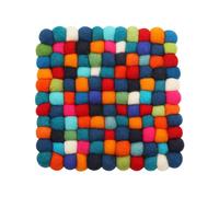 Posavasos Cuadrados con Pompones y salvamanteles de Bolas de Fieltro, tapete de Fieltro de Lana Resistente al Calor, Colorido, 20cm, Posavasos