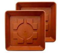 Posavasos de 28 x 28 cm para macetero grande exterior (juego de 2 unidades) - Extra robusto terracota para macetas grandes exteriores - Plástico con protección UV fabricado en Alemania