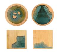 Posavasos De 4 Piezas, Posavasos Cuadrados Redondos, Posavasos Antideslizantes, Posavasos De Té De Bambú Resistentes Al Calor, Almohadillas Protectoras De Escritorio, Posavasos Creativos