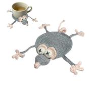 Posavasos de animales de ganchillo - Divertida protección de mesa tejida, tapete de taza de punto hecho a mano | Decoración de personajes de animales caprichosos para café, té, bebida, taza de agua, o