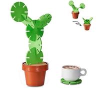 Posavasos de Cactus para Mesa de café, Juego de 6 Posavasos Divertidos para Bebidas, Regalo de Cactus Verde para decoración del hogar, Oficina, Bar (Verde Claro)
