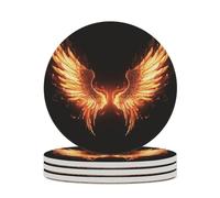 Posavasos de cerámica con alas de ángulo de fuego, 4 unidades, para mesa de café, diseño antideslizante, absorbente, posavasos redondos para vino, cerveza, regalos de inauguración de la casa