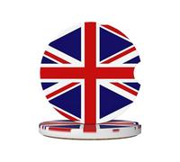 Posavasos de cerámica con la bandera del Reino Unido (2 unidades), adecuados para portavasos de coche, 6,5 cm de diámetro