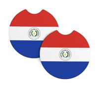 Posavasos de coche con la bandera de Paraguay para la mayoría de los coches, impermeables, antideslizantes, a prueba de salpicaduras, suministros de coche, paquete de 2 accesorios para coche.