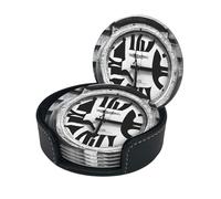 Posavasos de Cuero con Estampado de Claves de música y Tema Musical (Paquete de 6) - Posavasos Resistentes al Calor para Bebidas para decoración del hogar y la Oficina