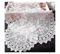 Posavasos de Encaje Mantel de Navidad con Bordado Redondo Blanco, Posavasos café, servilleta algodón, Mesa Cocina, tapete Encaje, decoración for Banquete Boda para Bodas(I-1pc,40cm)