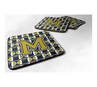 Posavasos de espuma azul y dorado con la letra M de Caroline's Treasures CJ1074-MFC (juego de 4), 3,5"" y multicolor