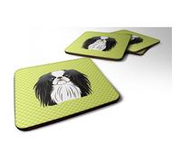 Posavasos de espuma con dise o de barbilla japonesa verde lima de Caroline's Treasures BB1292FC (juego de 4), 8,9 cm de alto x 8,9 cm de ancho, m