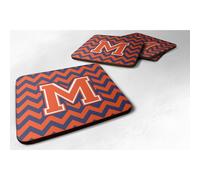 Posavasos de espuma con dise o de chevron en naranja y azul con la letra M de Caroline's Treasures CJ1042-MFC (juego de 4), 3,5"" y multicolor
