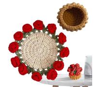 Posavasos de flores | Posavasos de punto | Posavasos vintage elegante para el hogar, decoración de mesa de café