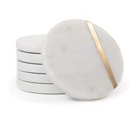 Posavasos de m rmol Cork & Mill para bebidas - Juego de 6 posavasos modernos hechos a mano - Posavasos de 10 cm de ancho - Posavasos de m rmol bl