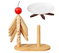 Posavasos de madera con forma de árbol | Cenicero aislante plegable con soporte y alfombrilla de tela para platos calientes | para platos, cuencos, tazas y teteras sobre mesa de comedor y encimera de
