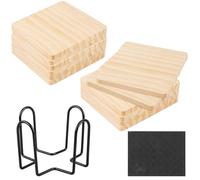 Posavasos de madera, juego de 12 unidades, 100 mm, posavasos de cristal en blanco, posavasos cuadrados para manualidades, modelos de arquitectura, dibujo, grabado en madera, quemadores de madera,