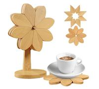 Posavasos de madera | Juego natural antideslizante resistente al calor | Posavasos de madera decorativos para platos calientes, para decoración de cocina, mesa, escritorio, mostrador, bar, granja