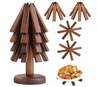 Posavasos de madera para platos calientes, posavasos de madera para platos calientes, madera de nogal negro, forma de árbol, posavasos para cocina y comedor, diseño largo, con base