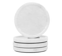 Posavasos de mármol blanco de Earthen Crafts - Juego de 4 posavasos redondos de piedra hechos a mano (10 cm) - Decoración moderna de granja para mesa de café - Juego de regalo para bar, mesa de