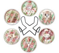 Posavasos de Navidad con pintura artística de diamantes, kits de posavasos antideslizantes para adultos con práctico soporte y cubierta antipolvo - 03-Navidad