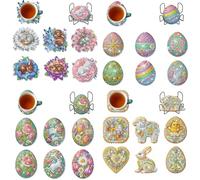 Posavasos de Pascua con pintura artística de diamantes, kits de posavasos antideslizantes para adultos con práctico soporte, 4 piezas - B