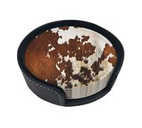 Posavasos de Piel de Vacuno Rojo y Blanco, 6 Unidades, Posavasos aislados, Posavasos para Coche, Sala de Estar, Cocina, Oficina