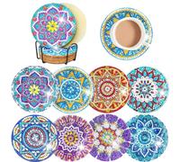 Posavasos de pintura de diamantes, 8 piezas de posavasos con patrón de mandala, decoración artística de pintura de diamantes para tazas, copas de vino, jarrones y cocina del hogar (Mandala)