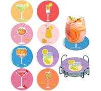 Posavasos de Pintura Diamantes con Soporte, 8PCS Diamond Painting Posavasos Coasters Cocktail con Antideslizantes Vasos para Adultos y Niños