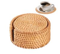 Posavasos de ratán - 6 piezas de ratán natural bohemio decoración para el hogar, mesa de café de mimbre, posavasos para bebidas, para el hogar, cocina, comedor, sala de estar, dormitorio, bar