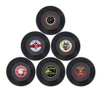Posavasos de Vinilo Redondo Coasters Retro Grabar Originales Cup Mat para Bebidas frías Calientes Café Vasos Tazas 6 Piezas