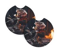 Posavasos estampados de rosas marchitas (2.7 pulgadas de diámetro), posavasos absorbentes de agua y a prueba de fugas