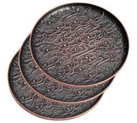 Posavasos for Beber, tapetes for Tazas, for de Metal Retro, Juego Posavasos en Relieve 3 Piezas, portavasos té con patrón Nube la Suerte, platillos for, for Oficina(Round)