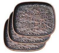 Posavasos for Beber, tapetes for Tazas, for de Metal Retro, Juego Posavasos en Relieve 3 Piezas, portavasos té con patrón Nube la Suerte, platillos for, for Oficina(Square)