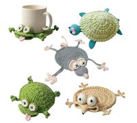 Posavasos Ganchillo Forma Animal 4pc | Protección Escritorio Ganchillo Animal | Posavasos Bebidas Punto Animales Lindos | Novedad Animales Que Hacen Punto Estera protección Escritorio para hogar