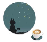 Posavasos gruesos para tazas de té, 1 paquete, diseño de estrellas de cielo verde azulado, para bebidas, tapete de cerámica para tazas calientes, regalo para profesores, compañeros de trabajo, 4