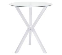 Posavasos Home Furnishings Denali, vidrio y metal, parte superior redonda de vidrio de 88.9 cm con base en forma de X, comedor y bar del hogar, cromado, 100186