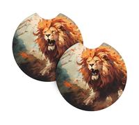 Posavasos impresos de The Angry Lion (6.9 cm de diámetro), absorbentes de agua y a prueba de fugas