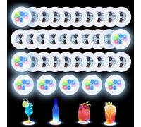 Posavasos LED, 35 unidades, calcomanías LED, posavasos de bar, túnel, botella de licor, luz de flash, tapete para bebidas de vidrio, hogar, luz intermitente para fiestas, bodas (colorido)