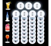 Posavasos LED, 35 unidades, calcomanías LED, posavasos de bar, túnel, botella de licor, luz de flash, tapete para bebidas de vidrio, hogar, luz intermitente para fiesta, boda (blanco)