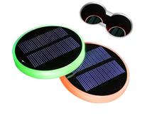 Posavasos LED Coche - Recargables Solar USB | Iluminación Cíclica 7 Colores con Sensor Auto | para Portavasos Vehículo, Diseño Antideslizante En Oscuridad con 20 Días Duración Batería Carga Co