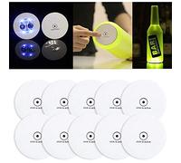 Posavasos LED, mini 5 calcomanías LED con luces LED para botellas, luces LED para bebidas, botellas con luz flash, calcomanías para bebidas, posavasos para fiestas, bodas, bares, paquete de 10
