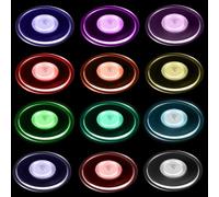 Posavasos LED multicolor, 12 posavasos luminosos acrílico, 3 modos de iluminación, posavasos iluminados para bebidas, posavasos redondos para vasos, botellas, fiestas, bares, bodas