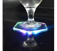 Posavasos LED, Posavasos Luminosos para Bebidas, Paquete de 10 Posavasos Acrílicos con Luces LED Multicolor, Posavasos para Bar, Cerveza, Fiestas (colorato, Ottogono)